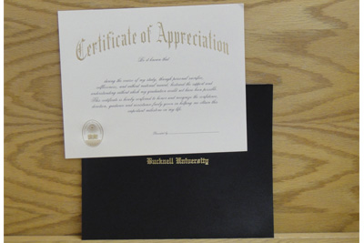 Certificate of Appreciation with Cover